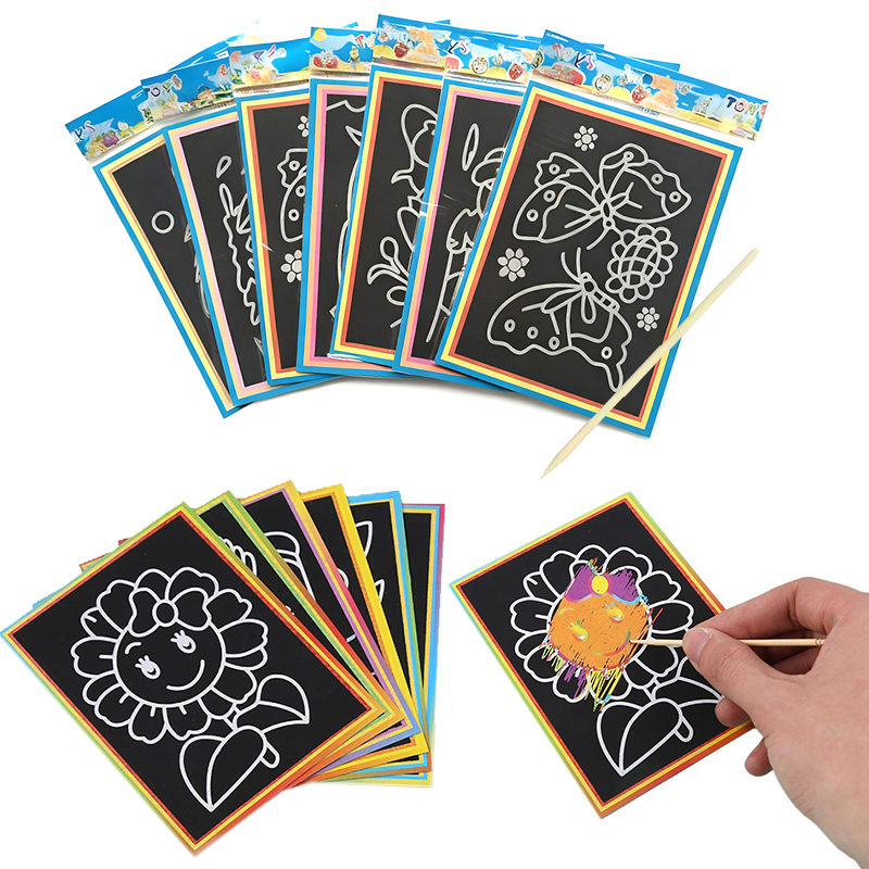 Art Craft Holiday - 10/15/20Sheet Small Scratch Art Paper Random