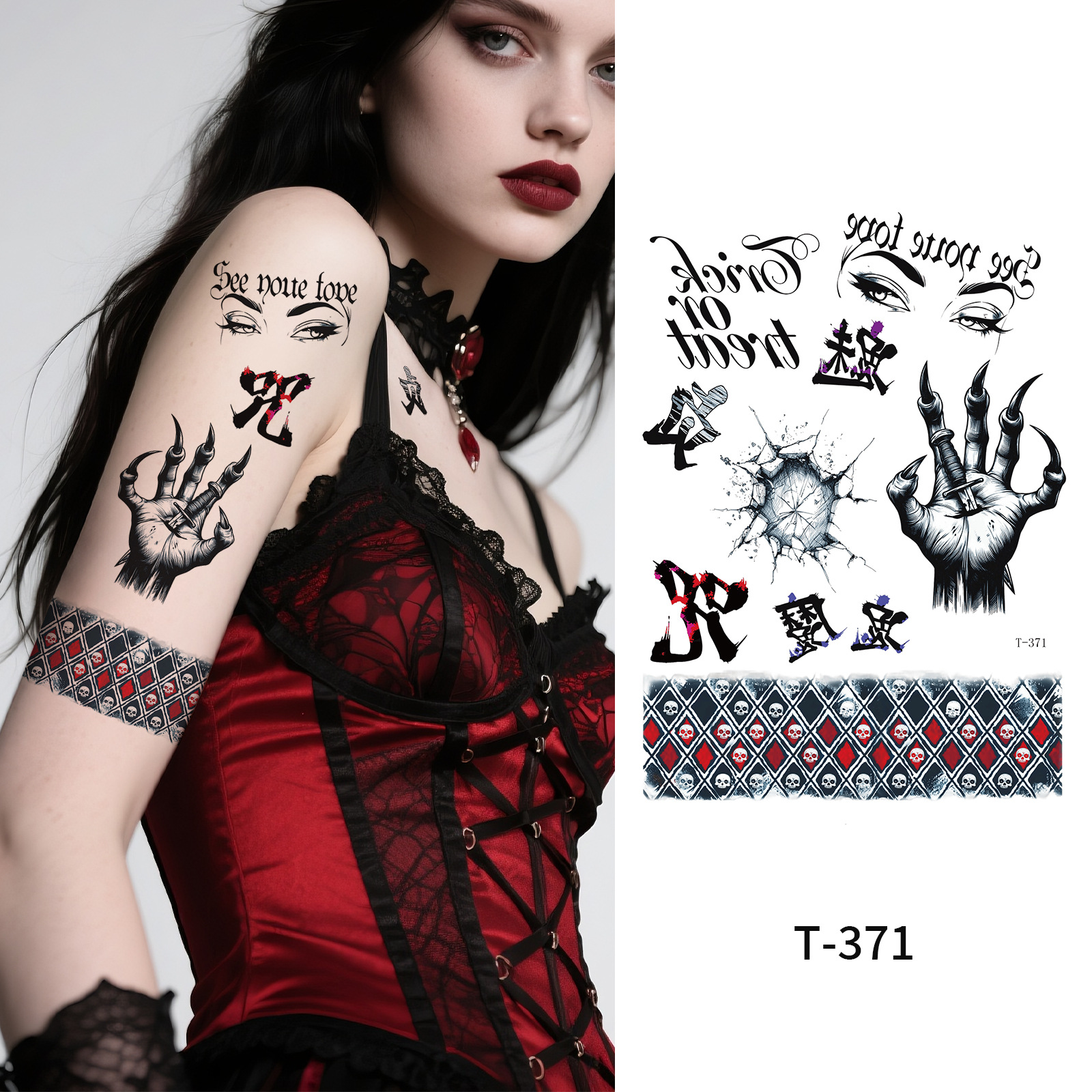 Art Craft Halloween - Halloween Clown Face Tattoo Stickers Waterproof