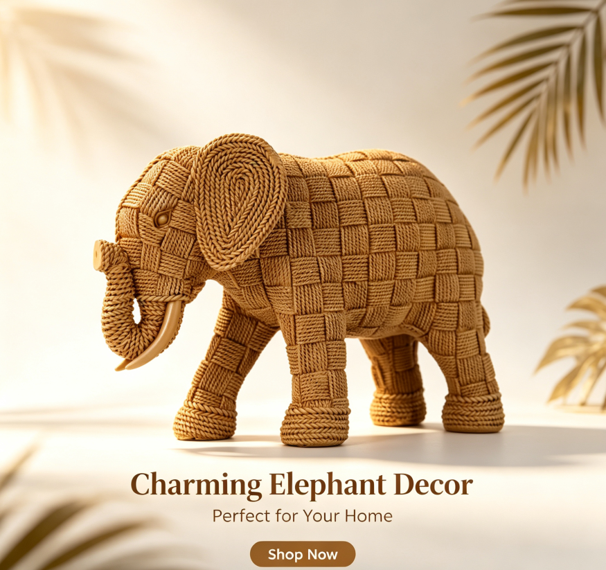 Art Craft Elephant - Home Decoration Resin Crafts Weaving Hand