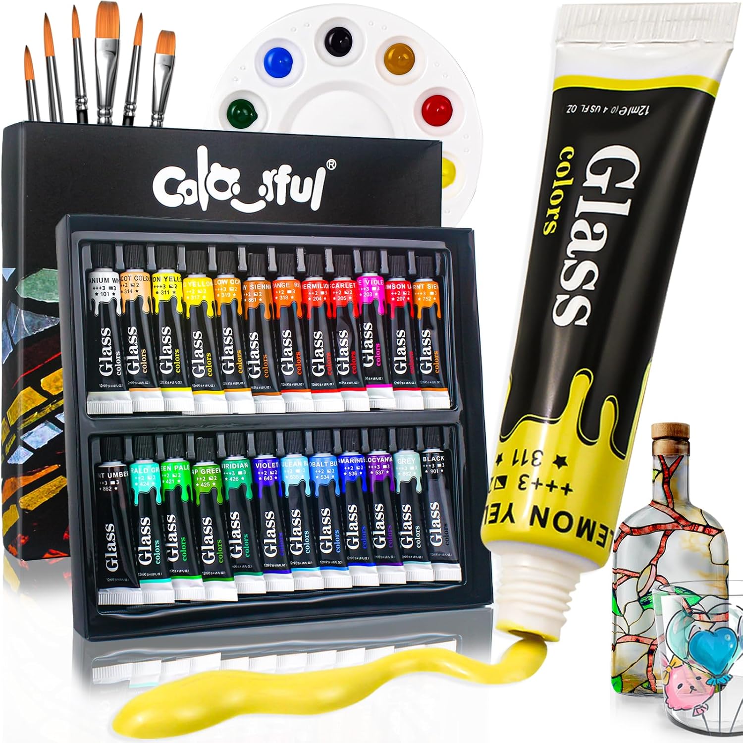 Acrylic Pour Paint - Acrylic Glass Paint Set with 6