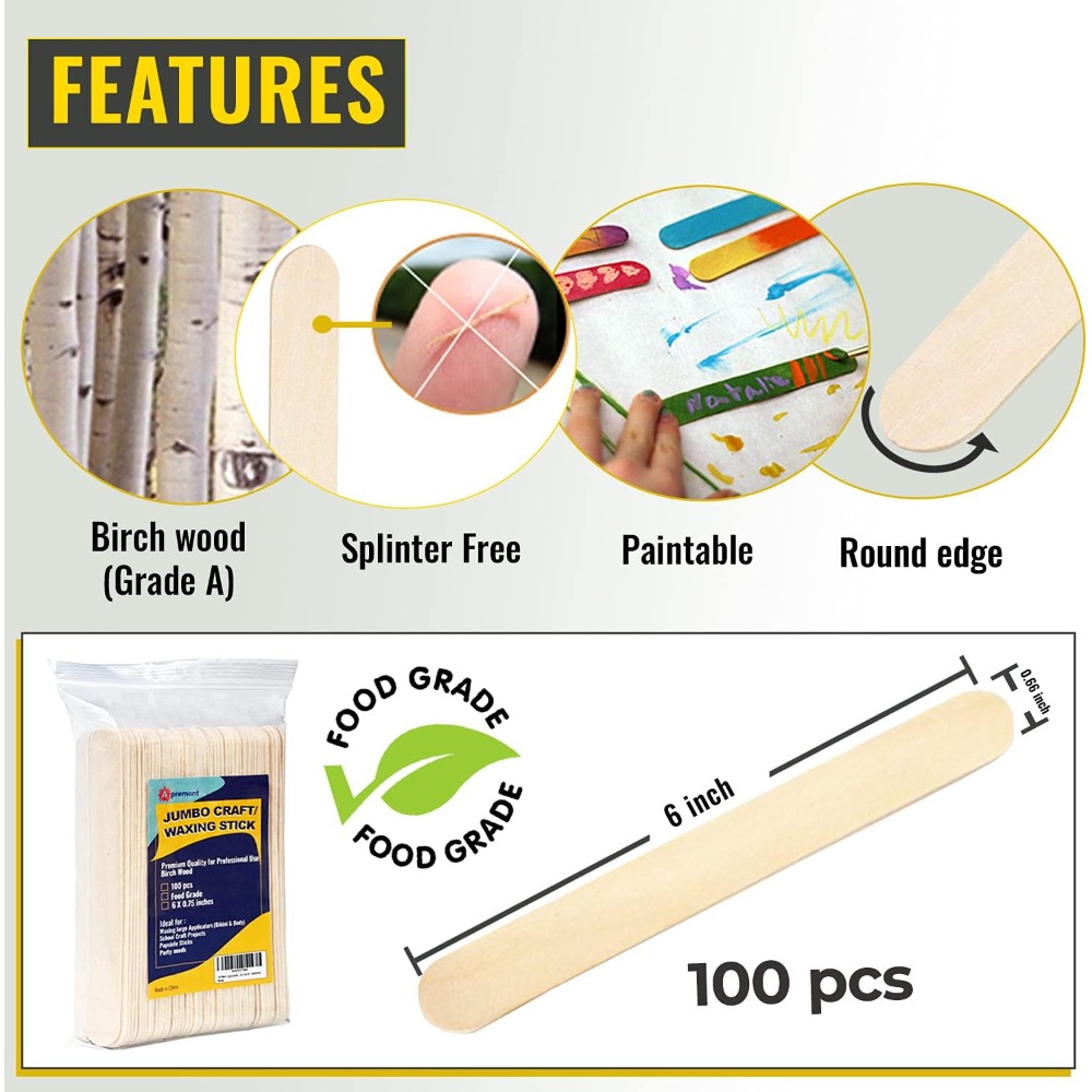 HOT SALE 100 Pcs 6 Inch Large  - Art Craft With Ice Cream Stick ulasan dan harga