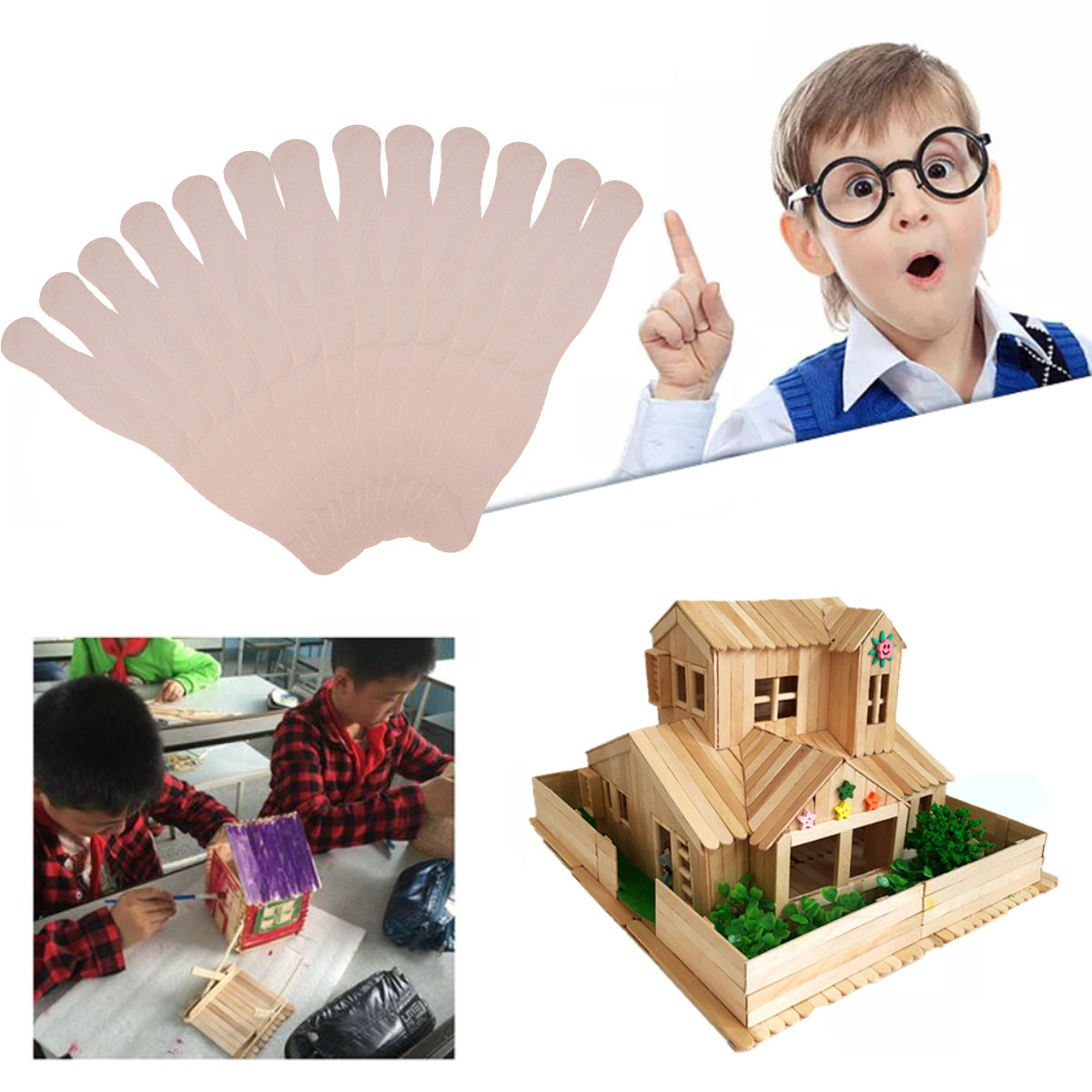 50Pcs Wave Shaped Natural Wood - Art Craft With Ice Cream Stick ulasan dan harga