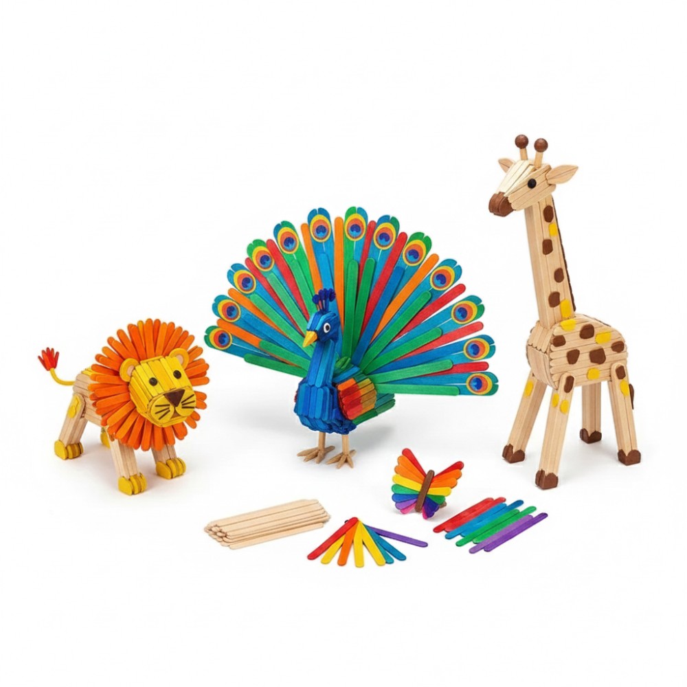 50Pcs Colored Wooden Popsicle  - Art Craft With Ice Cream Stick ulasan dan harga