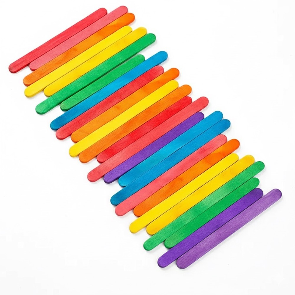 50Pcs Colored Wooden Popsicle  - Art Craft With Ice Cream Stick ulasan dan harga