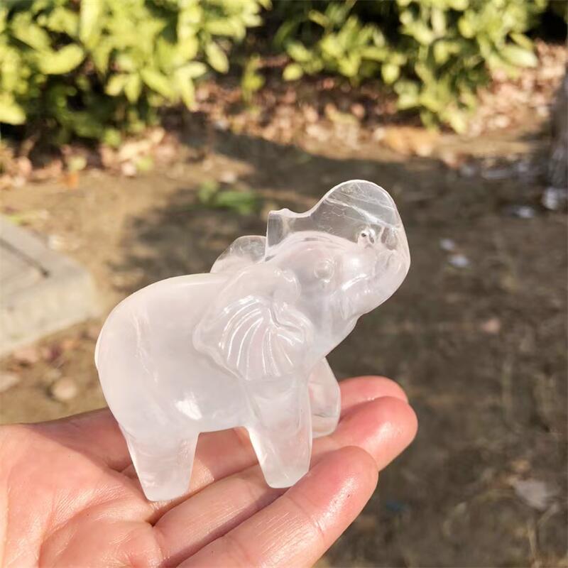 Natural Clear Quartz Elephant  - Art Craft Holiday ulasan dan harga