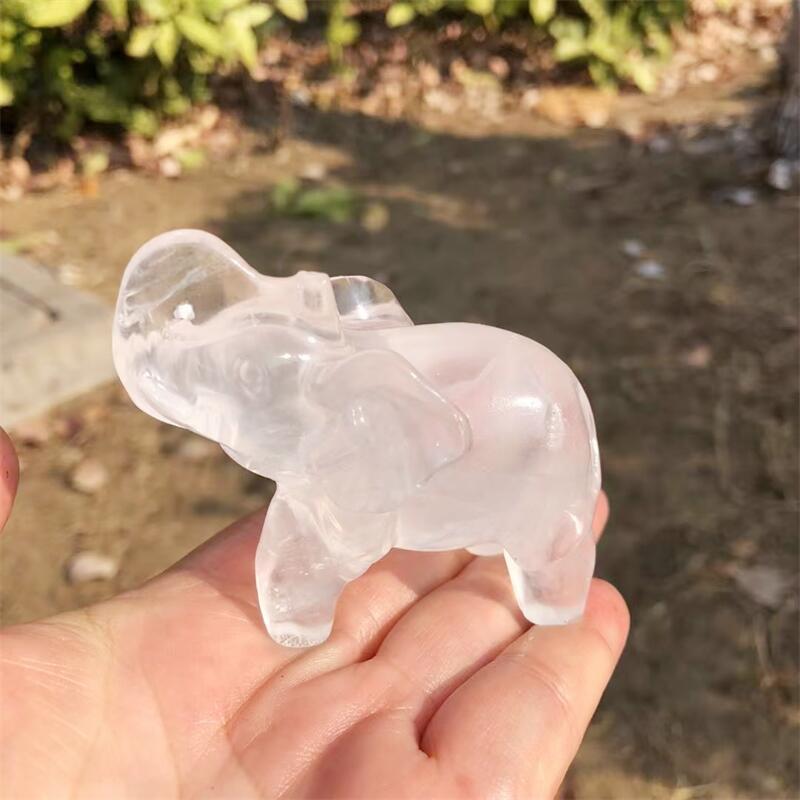 Natural Clear Quartz Elephant  - Art Craft Holiday ulasan dan harga