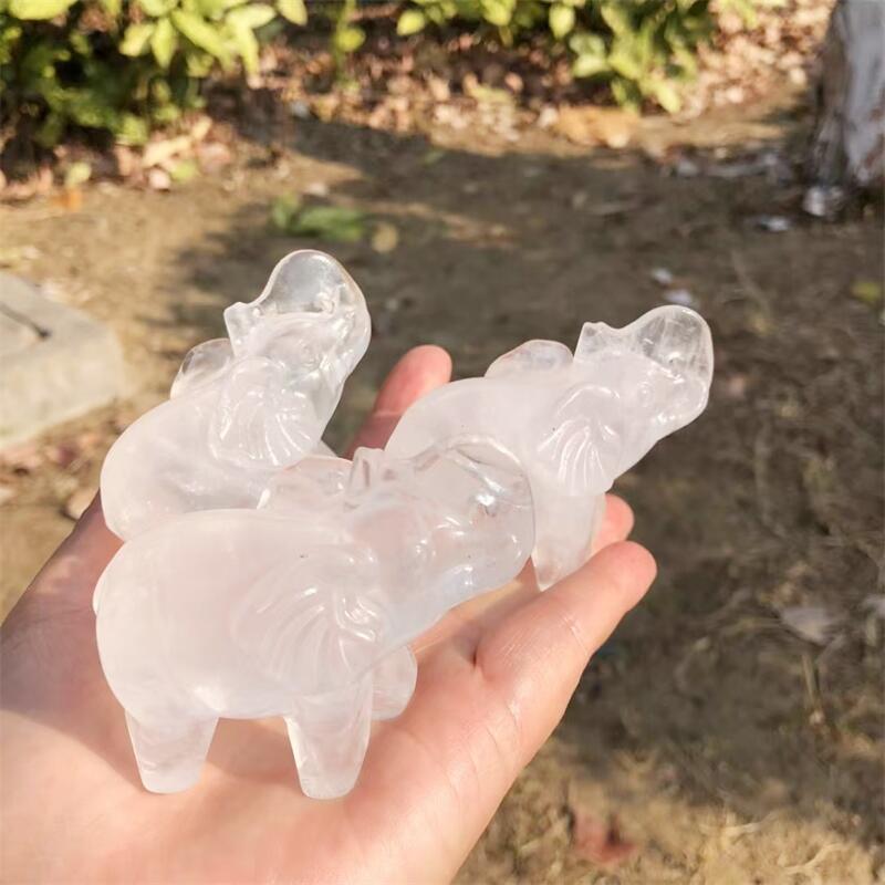 Natural Clear Quartz Elephant  - Art Craft Holiday ulasan dan harga