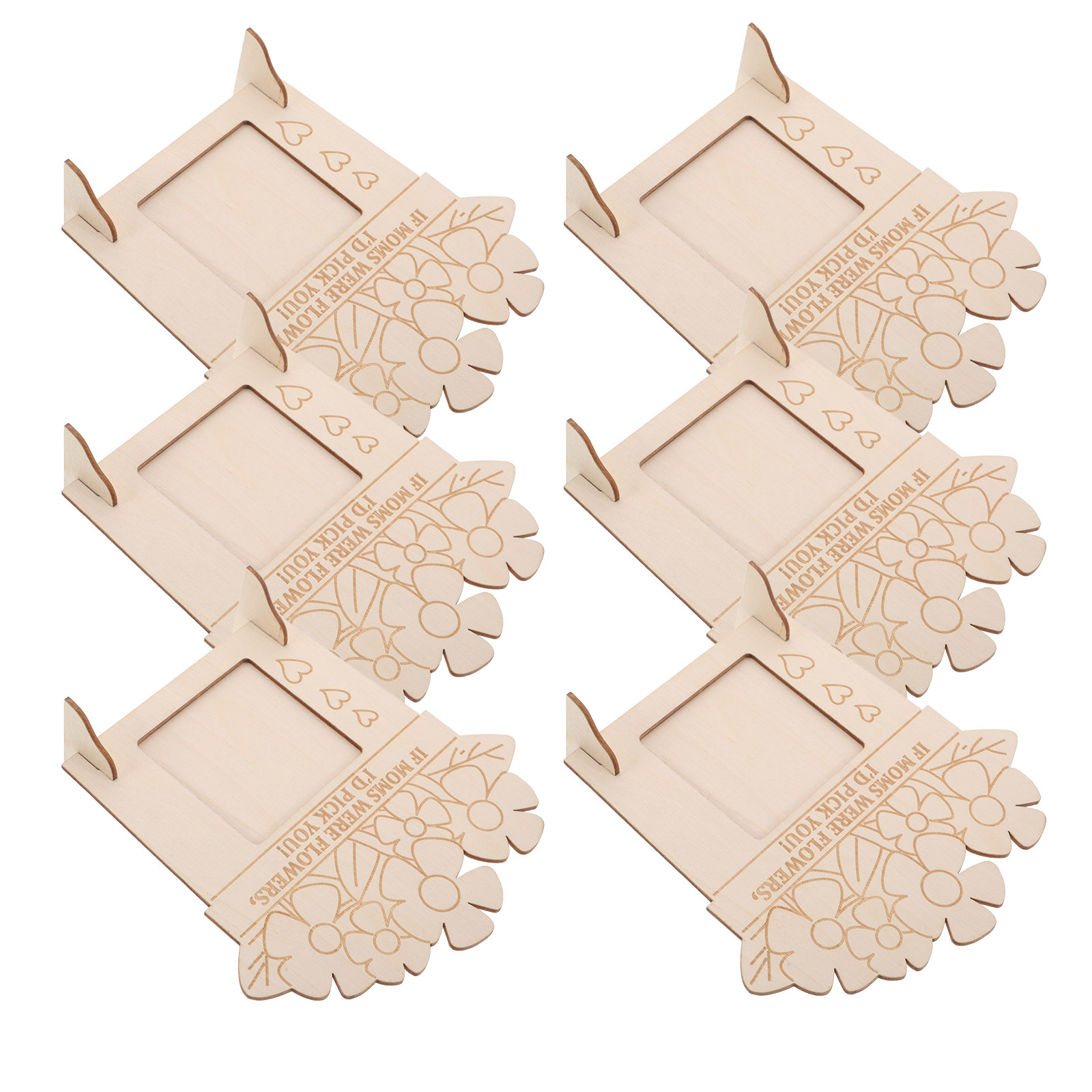 6Pcs Unfinished Wood Picture F - Art And Craft For Mother'S Day ulasan dan harga