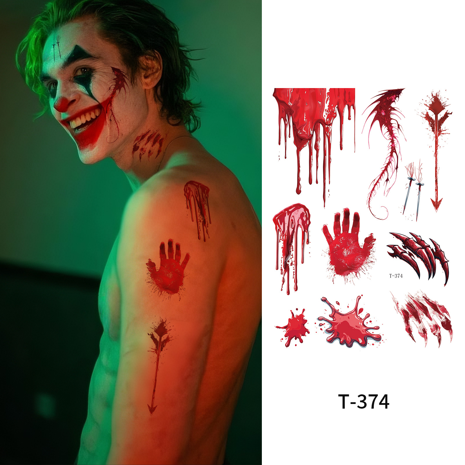 Halloween Clown Face Tattoo St - Art Craft Halloween ulasan dan harga