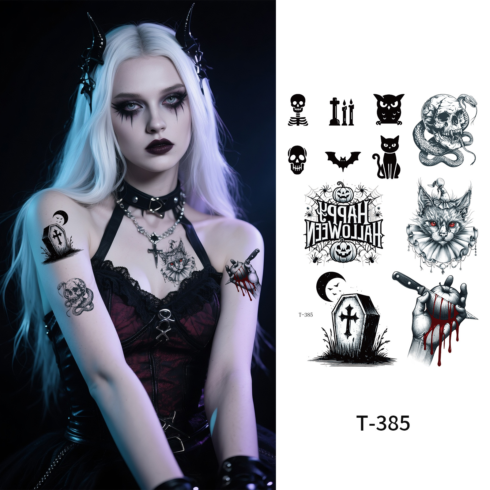 Halloween Clown Face Tattoo St - Art Craft Halloween ulasan dan harga