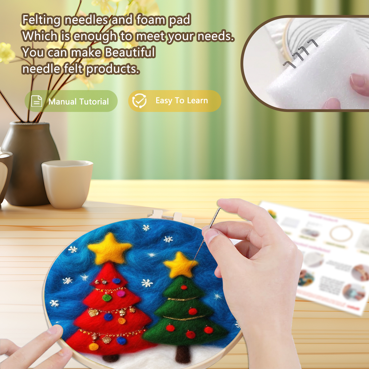 RUOPOTY Wool Felt Painting Pic - Art Craft Kite ulasan dan harga