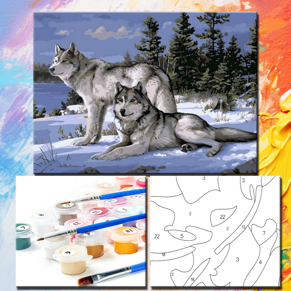 Painting By Numbers Wolf Oil P - Art Craft Number ulasan dan harga