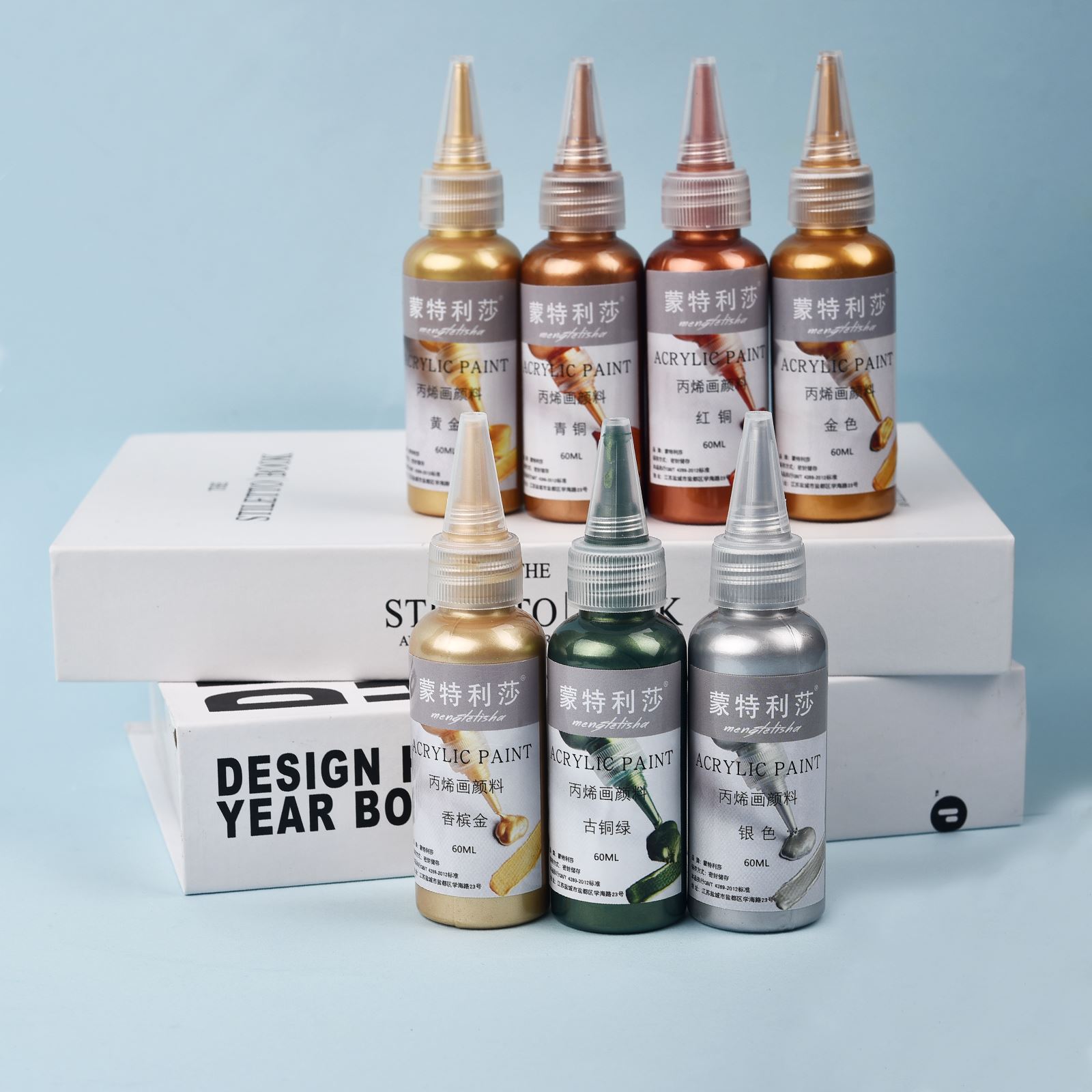 7 Colors 60ml/Bottle Metallic  - Acrylic Pour Paint ulasan dan harga