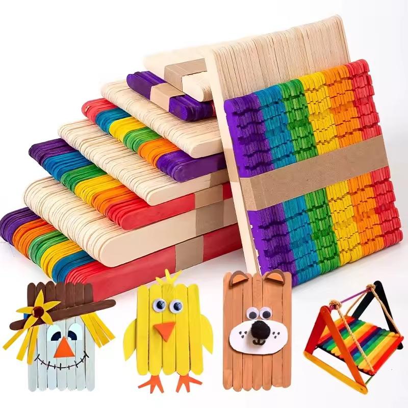 100Pcs Natural Wooden Ice Crea - Art Craft With Ice Cream Stick ulasan dan harga