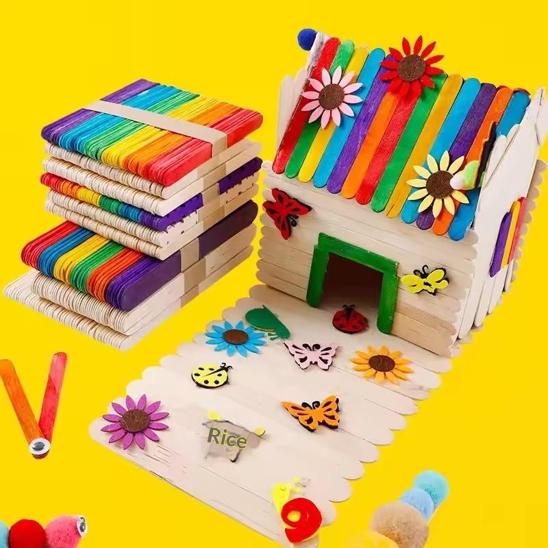 100Pcs Natural Wooden Ice Crea - Art Craft With Ice Cream Stick ulasan dan harga