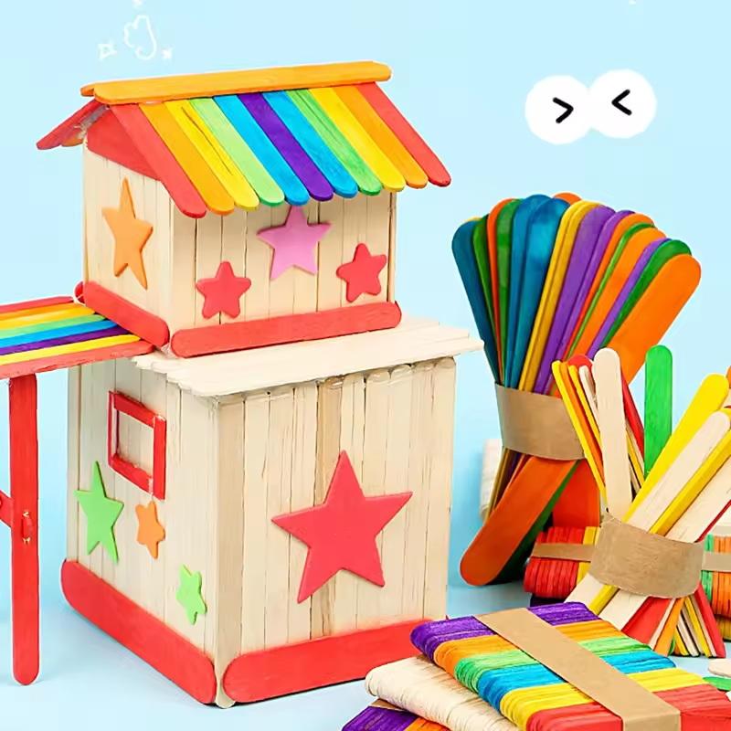 100Pcs Natural Wooden Ice Crea - Art Craft With Ice Cream Stick ulasan dan harga