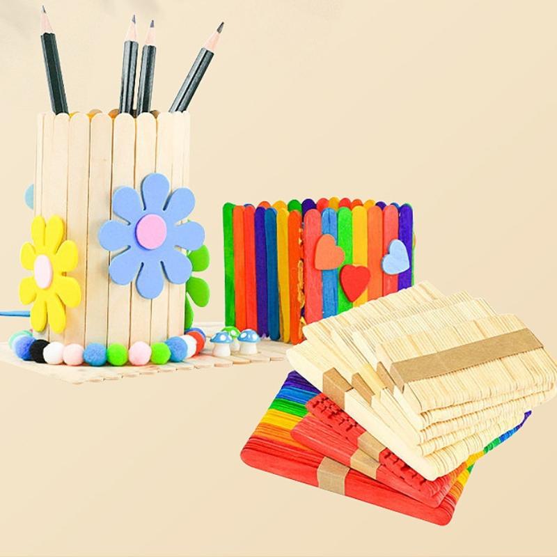 100Pcs Natural Wooden Ice Crea - Art Craft With Ice Cream Stick ulasan dan harga