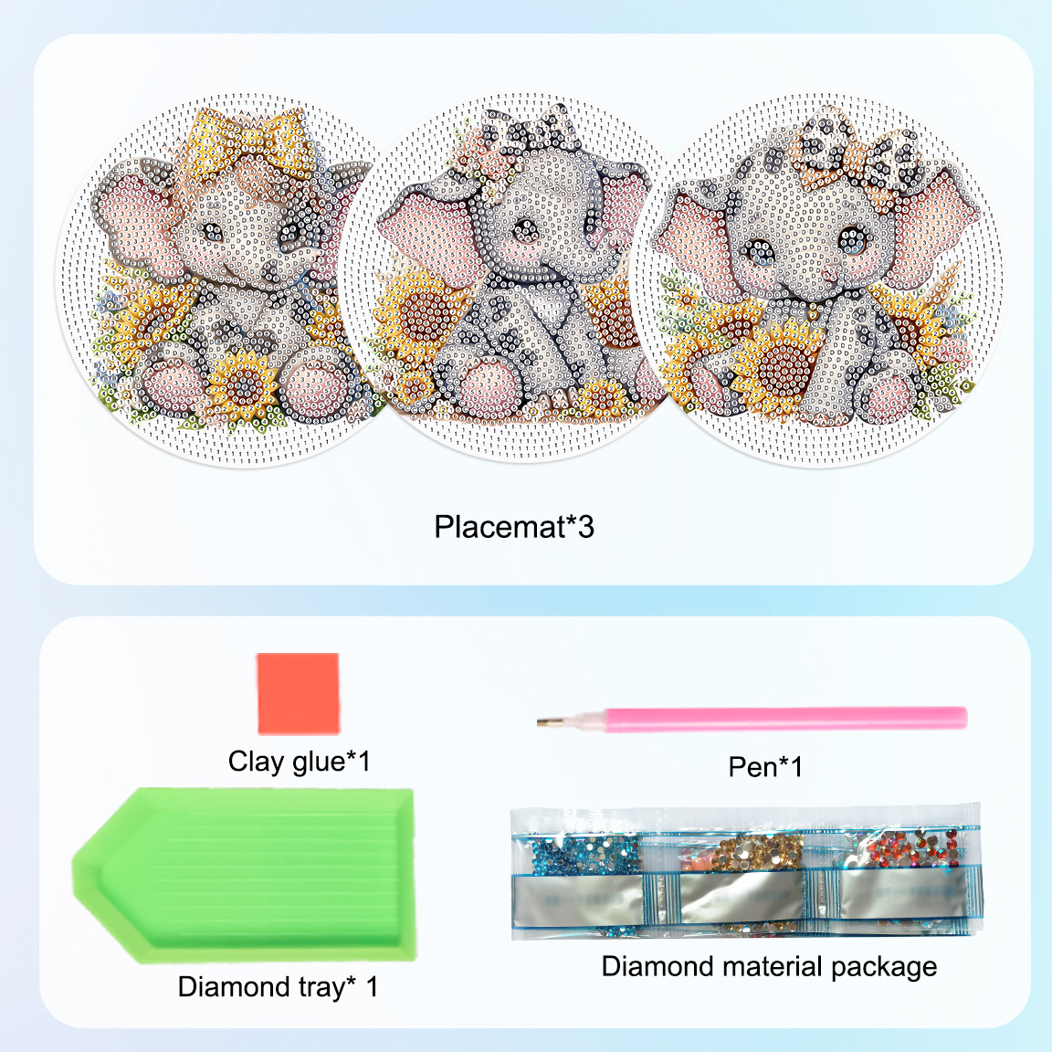 3Pcs Diamond Art Painting Plac - Art Craft Elephant ulasan dan harga
