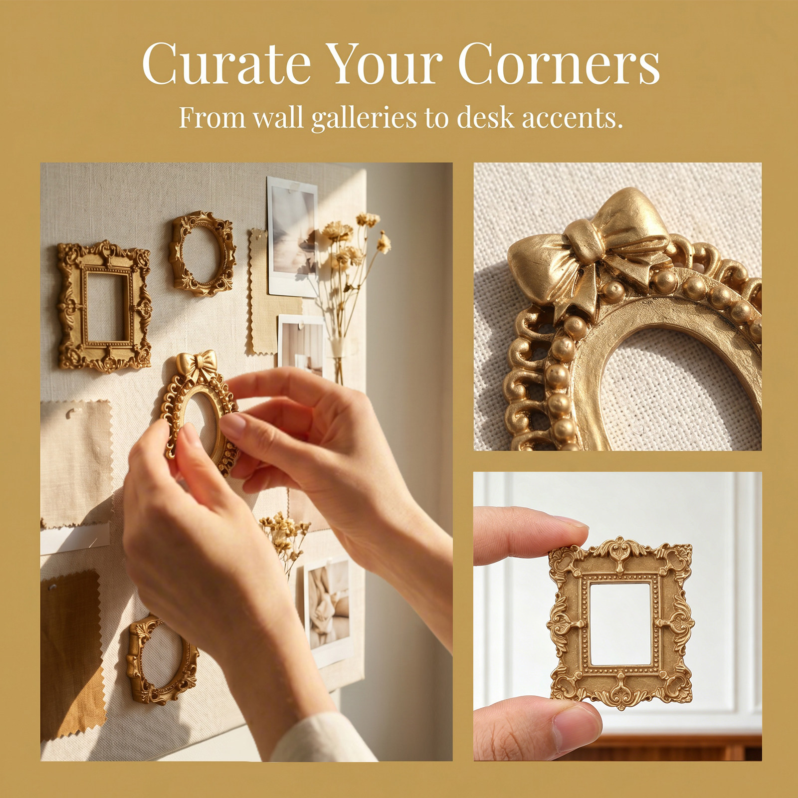 10Pcs Vintage Mini Gold Pictur - Art Craft Gallery ulasan dan harga