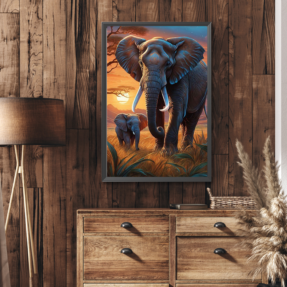 5D DIY Full Round Drill Diamon - Art Craft Elephant ulasan dan harga