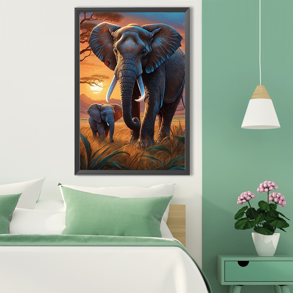 5D DIY Full Round Drill Diamon - Art Craft Elephant ulasan dan harga