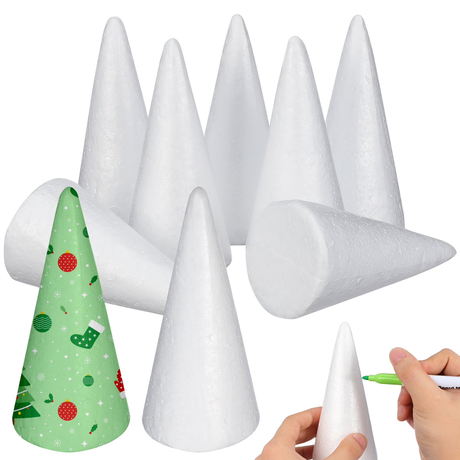 12pcs Foam Cones 15Cm White Di - Art Craft Education ulasan dan harga