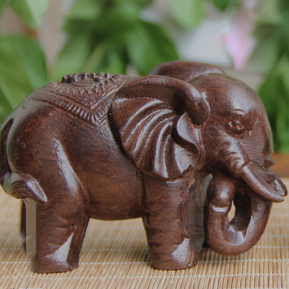 Wooden Elephant Sculpture Deco - Art Craft Elephant ulasan dan harga